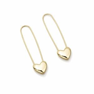 New! Bloom Social Gold Heart Safety Pin Earrings NWOT (3049)